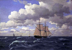  Christoffer Wilhelm Eckersberg A Brig under Sail in Fair Weather - Art Print