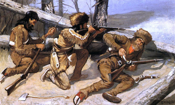 Frederic Remington A Brush with the Redskins - Art Print