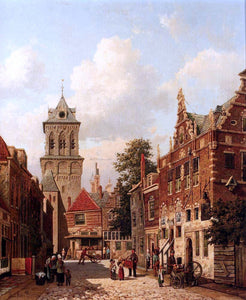  Willem De Haas Hemken A Busy Street In A Town - Art Print