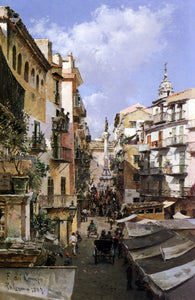  Federico Del Campo A Busy Thoroughfare, Palermo, Sicily - Art Print