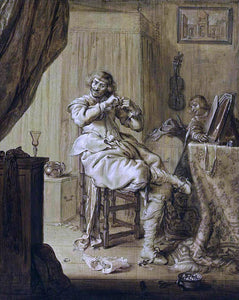  Adriaen Pietersz Van de Venne A Cavalier at His Dressing Table - Art Print