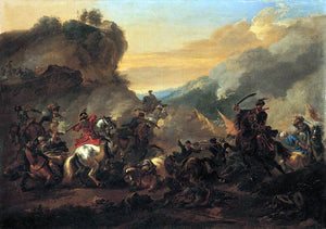  Jan Wyck A Cavalry Battle Scene - Art Print