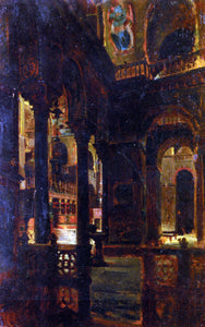  Giacomo Favretto A Church Interior - Art Print