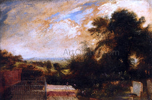  John Martin Country Graveyard, Possibly Bunhill Fields, Finsbury, A Wooded Landscape Beyond - Art Print