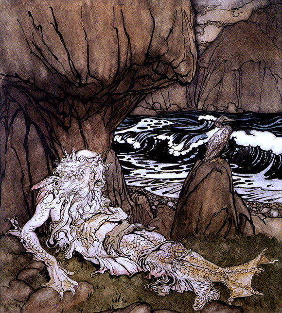  Arthur Rackham A Crowned Merman - Art Print