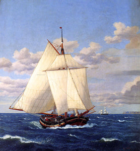  Christoffer Wilhelm Eckersberg A Danish Yacht Passing Stevns - Art Print