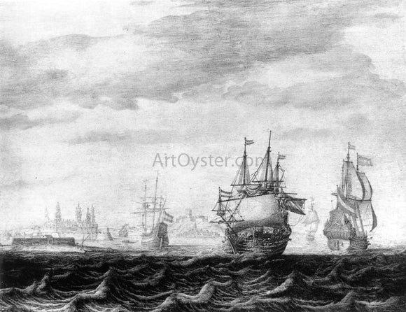  Heerman Witmont A Dutch Squadron on the Sont, near Castle Kronburg - Art Print