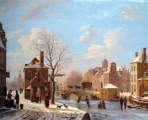  Bartholomeus Johannes Van Hove Dutch Town Scene in Winter - Art Print