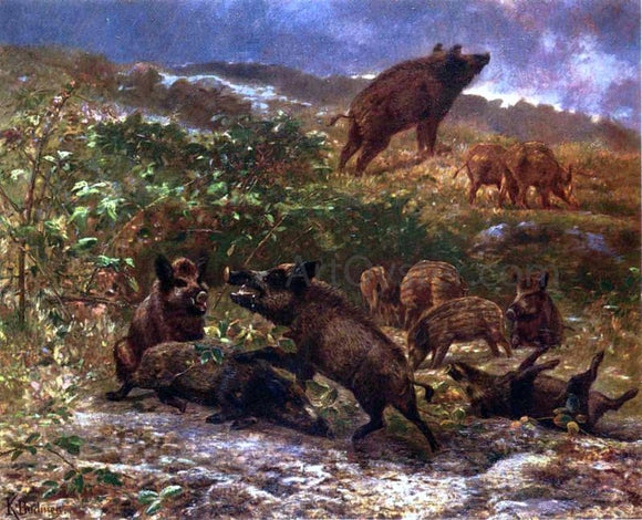  Karl Bodmer A Family of Wild Boar - Art Print
