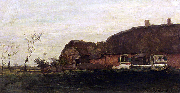  Johann Hendrik  Weissenbruch Farmhouse in a Polder Landscape - Art Print