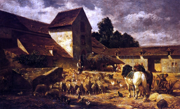  Charles Emile Jacque A Farmyard - Art Print