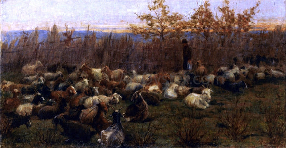  Nicolo Cannicci A Flock of Goats - Art Print