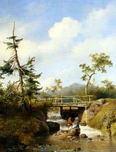  Hendrikus Van den Sande Bakhuyzen Forest View with Figures by a Stream - Art Print