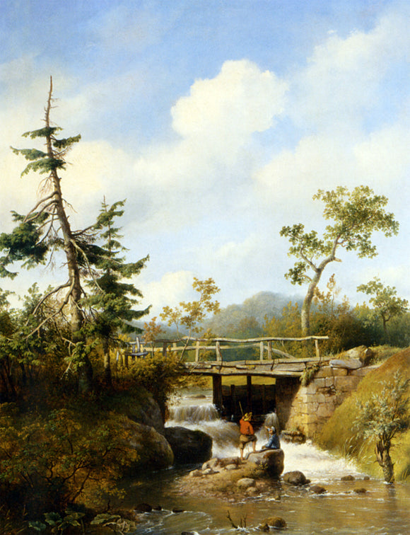  Hendrikus Van den Sande Bakhuyzen Forest View with Figures by a Stream - Art Print