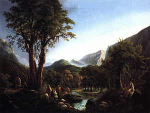  Martin Andreas Reisner A Gathering of Indians in a Primeval Landscape - Art Print