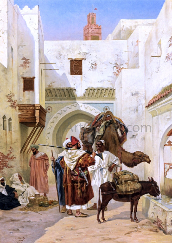  Albert Joseph Franke A Gathering outside the City Walls - Art Print