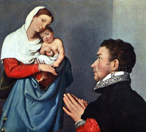  Giovanni Battista Moroni A Gentleman in Adoration before the Madonna - Art Print