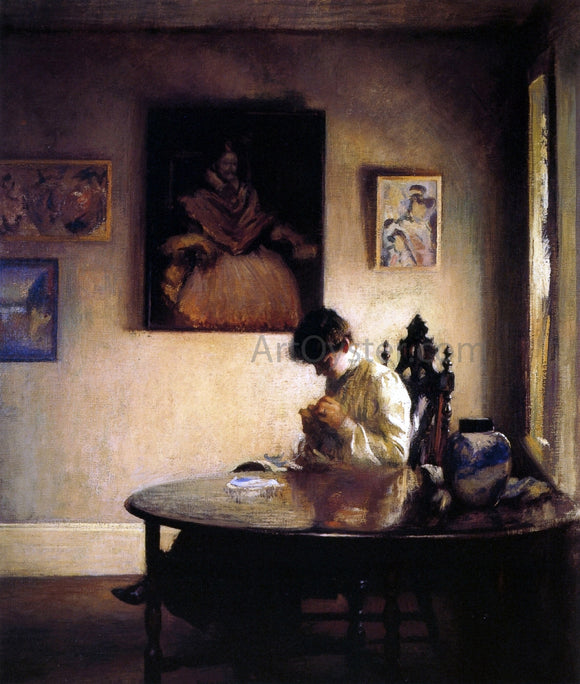  Edmund Tarbell Girl Crocheting - Art Print