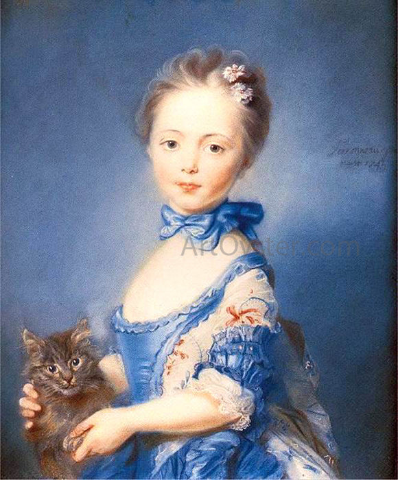  Jean-Baptiste Perronneau A Girl with a Kitten - Art Print