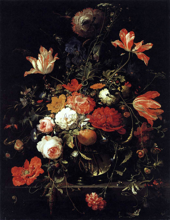  Abraham Mignon A Glass of Flowers and an Orange Twig - Art Print