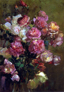  Franz Bischoff A Glass Vase full of Roses - Art Print