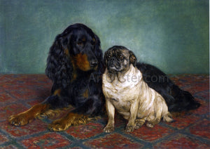  Otto Bache A Gordon Setter and a Pug - Art Print