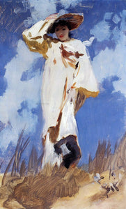  John Singer Sargent A Gust of Wind (also known as Judith Gautier) - Art Print