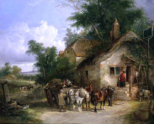  Senior William Shayer A Halt at the Inn - Art Print