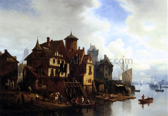  Hermann Meyerheim Harbor Town - Art Print