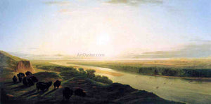  William Jacob Hayes A Herd of Bison Crossing the Missouri River - Art Print