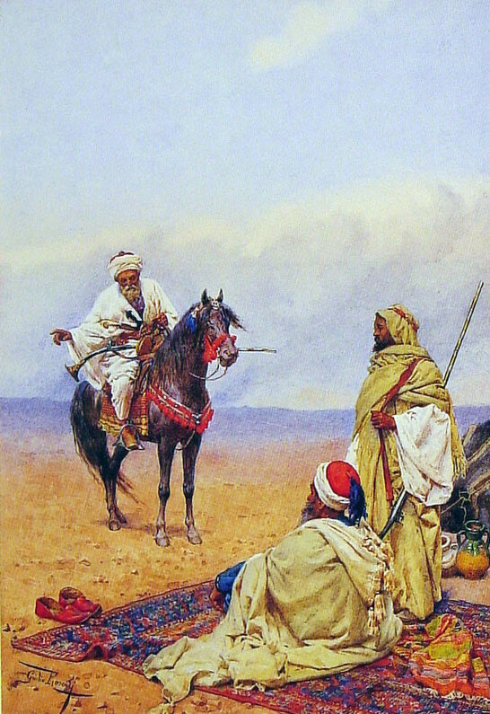  Giulio Rosati A Horseman Stopping at a Bedouin Camp - Art Print