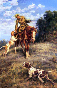  Edmond H Osthaus A Hunter and His Dogs - Art Print