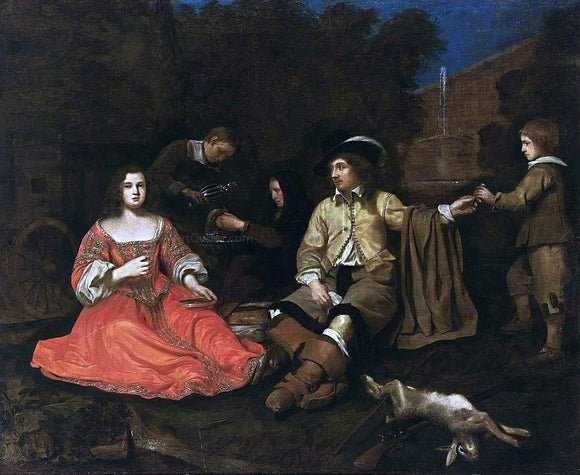  Michiel Sweerts A Hunting Company Resting - Art Print