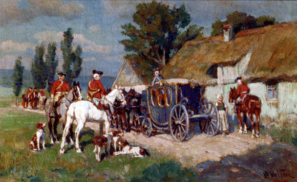  Wilhelm Velten A Hunting Party Ready For The Off - Art Print