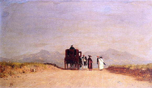  Jervis McEntee A Journey's Pause in the Roman Campagna - Art Print