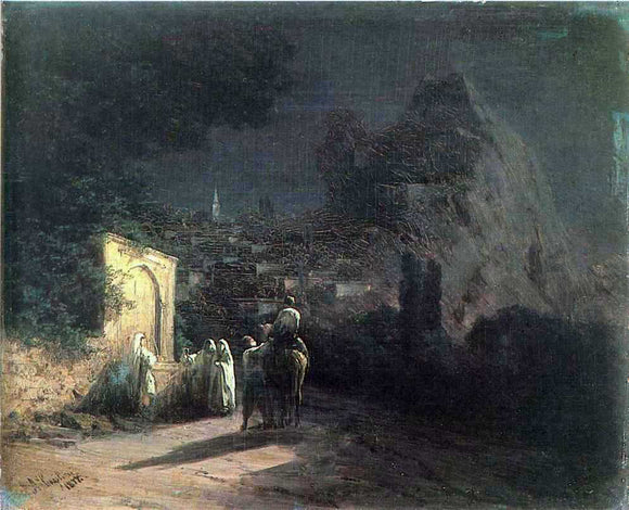  Ivan Constantinovich Aivazovsky Lunar Night at the Spring - Art Print