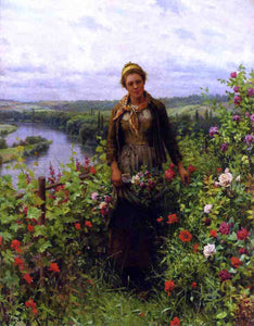  Daniel Ridgway Knight A Maid in Her Garden - Art Print