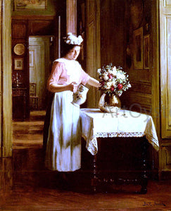  Franck Antoine Bail A Maid Watering Flowers - Art Print