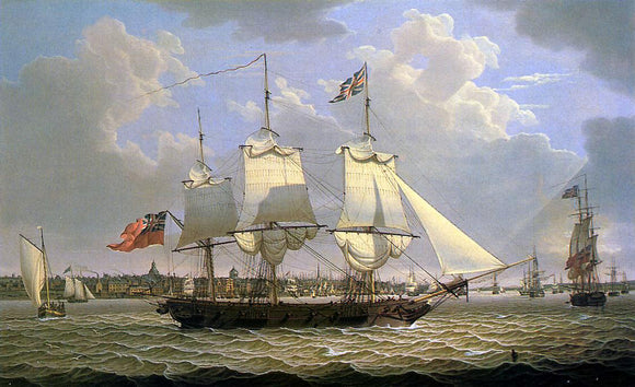  Robert Salmon A Mail Packet with Other Shipping off Liverpool - Art Print