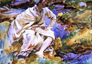  John Singer Sargent A Man Seated by a Stream, Val d'Aosta, Pertud - Art Print