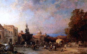  Franz Richard Unterberger Market in Naples - Art Print