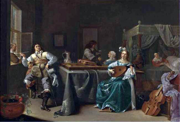  Jacob Duck A Merry Company in an Interior - Art Print