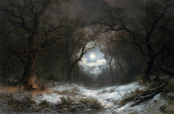  Remigius Adriannus Van Haanen A Moonlit Winter Landscape - Art Print