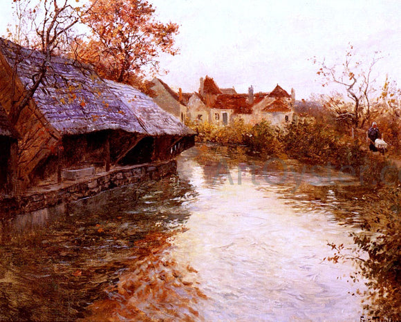  Fritz Thaulow A Morning River Scene - Art Print