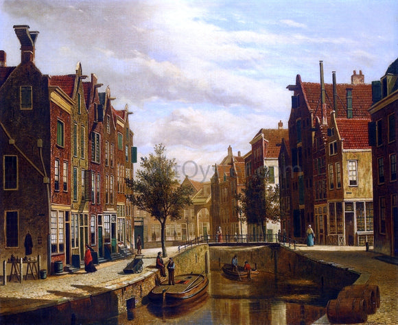  Willem Koekkoek A Morning Walk by a Dutch Canal - Art Print