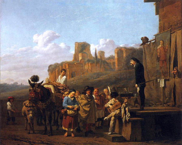  Karel Dujardin A Party of Charlatans in an Italian Landscape - Art Print