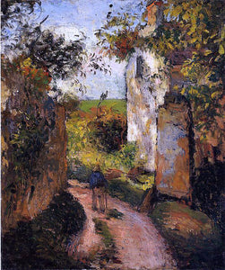  Camille Pissarro A Peasant in the Lane at l'Hermitage, Pontoise - Art Print
