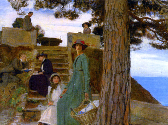  George Spencer Watson A Picnic at Portofino 1911 - Art Print