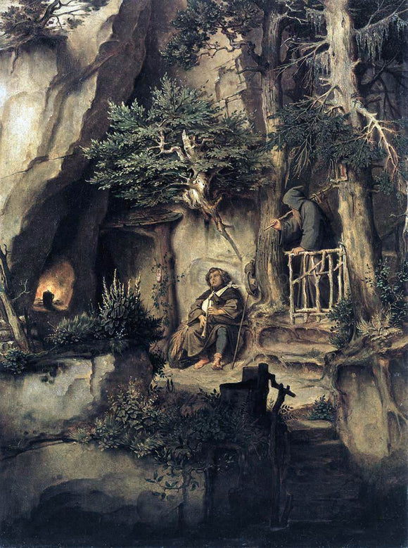  Moritz Von Schwind A Player with a Hermit - Art Print
