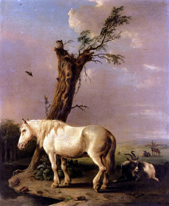  Jan Kobell A Pony, Goat And Resting Cattle In A Landscape - Art Print